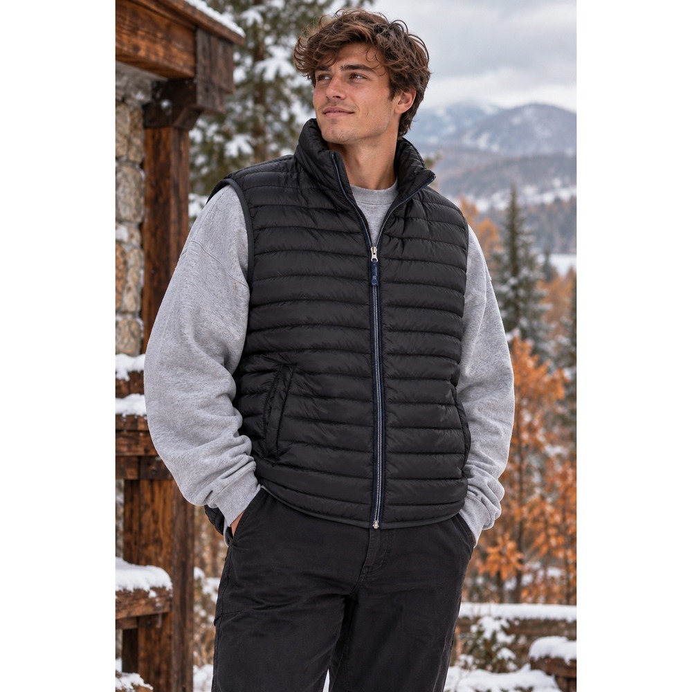 IZOD Puffer Vest Size 2XL Black Quilted Full Zip Lightweight #1665
